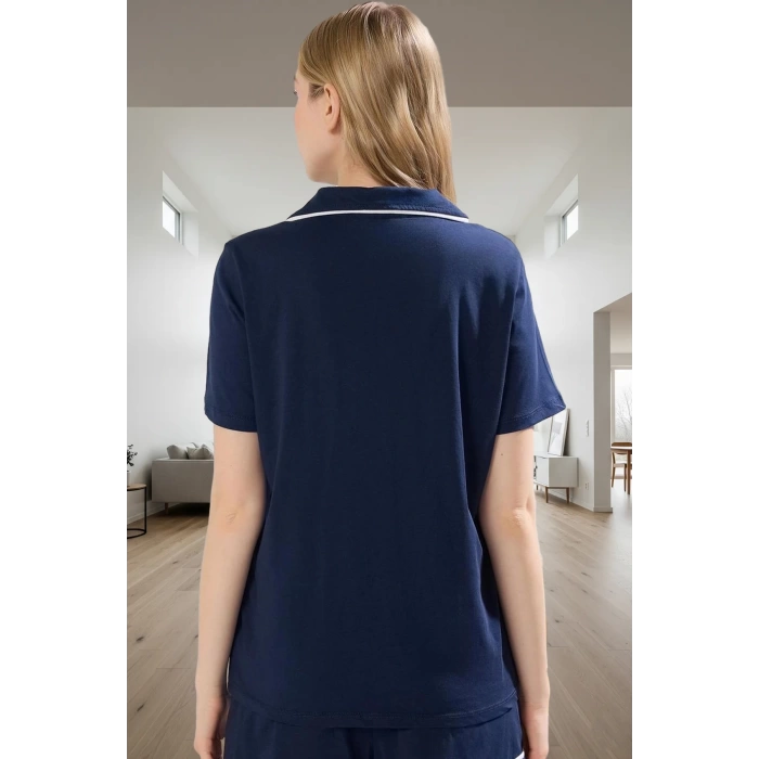 Kadın Kısa Kollu Pamuklu Pijama Takımı Rahat Ev Giyim Yazlık Tasarım Uzun Ömürlü Trend