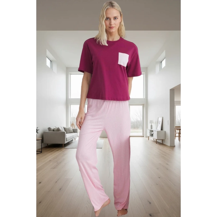 Kadın Kısa Kollu Regular Kalıp Pamuklu Pijama Takımı Özenle Seçilmiş Rahat Kullanım
