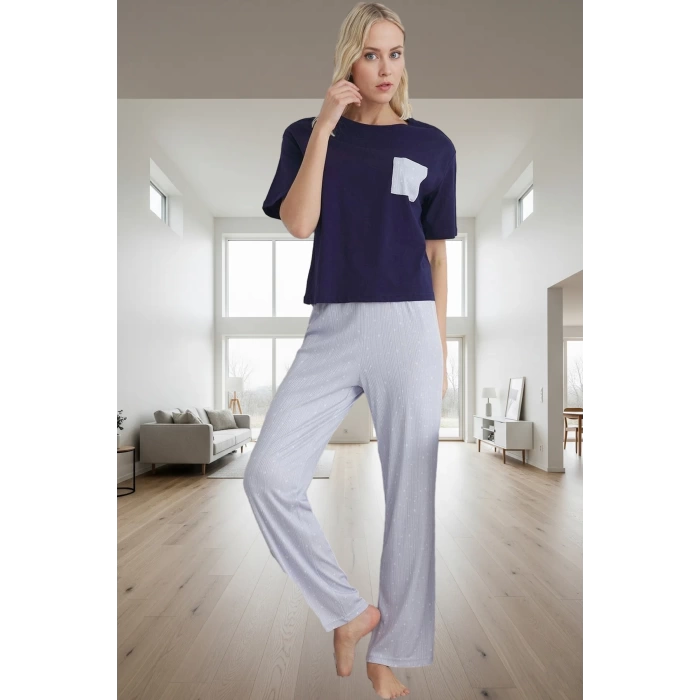 Kadın Kısa Kollu Regular Kalıp Pamuklu Pijama Takımı Özenle Seçilmiş Rahat Kullanım