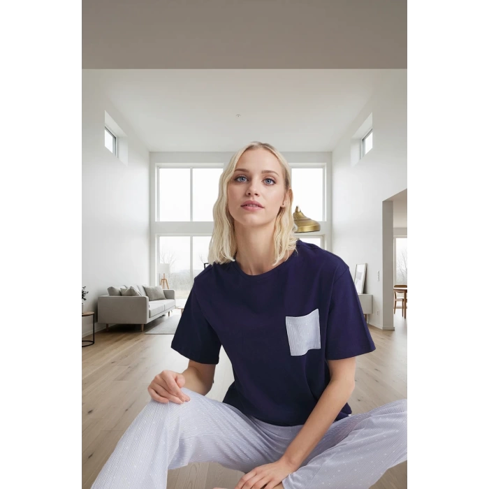 Kadın Kısa Kollu Regular Kalıp Pamuklu Pijama Takımı Özenle Seçilmiş Rahat Kullanım