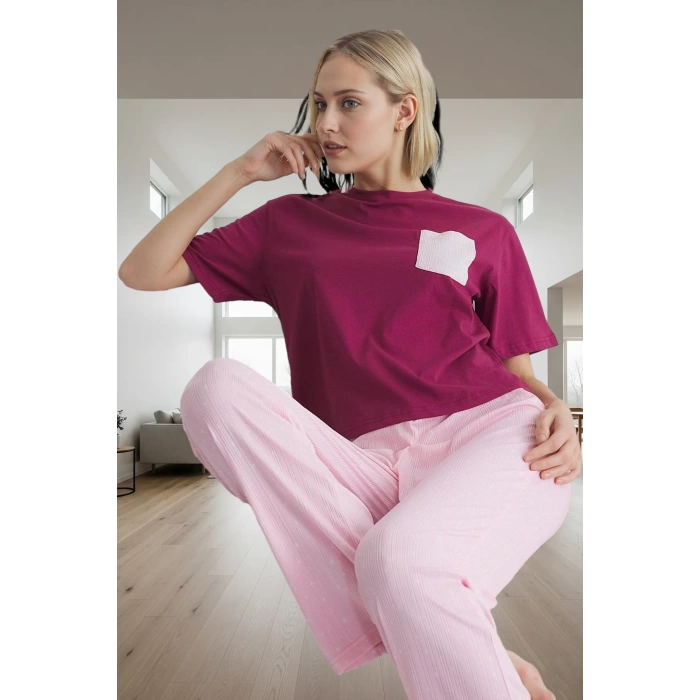 Kadın Kısa Kollu Regular Kalıp Pamuklu Pijama Takımı Özenle Seçilmiş Rahat Kullanım