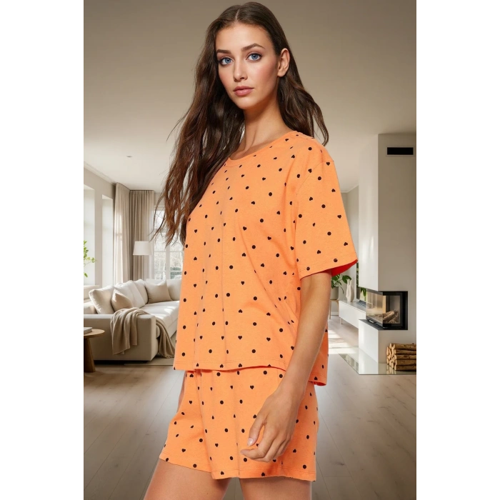 Kadın Kısa Kollu Regular Kalıp Pamuklu Pijama Takımı Uzun Ömürlü Premium Kalite Özel Tasarım