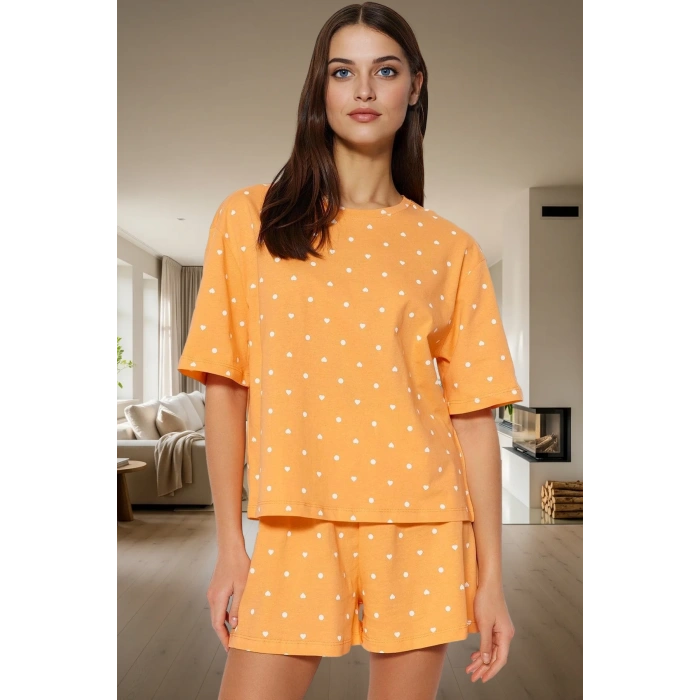 Kadın Kısa Kollu Regular Kalıp Pamuklu Pijama Takımı Uzun Ömürlü Premium Kalite Özel Tasarım