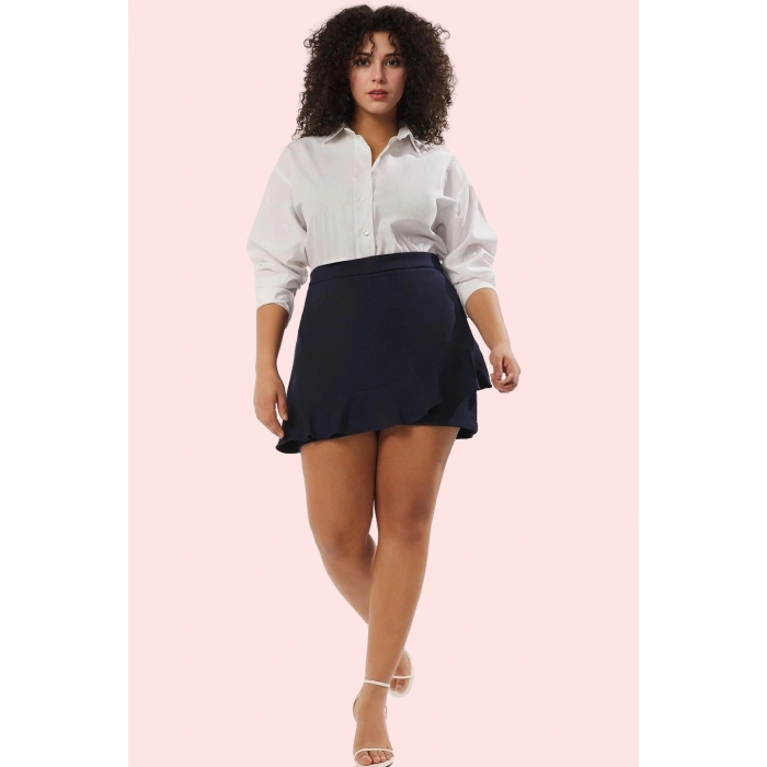 Kadın Kısa Şort Etek Yüksek Bel Geniş Paça Polyester Karışımlı Nefes Alabilir Günlük Kullanım