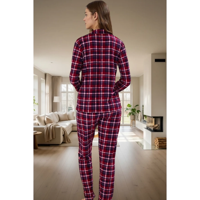 Kadın Kışlık Ekose Pijama Takımı Regular Kalıp Uzun Kollu  Polyester Mükemmel Uyum Seçkin Malzeme