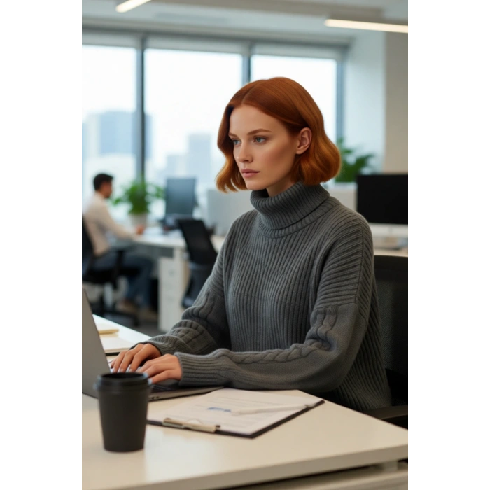 Kadın Kışlık Oversize Balıkçı Yaka Triko Kazak Soğuk Havalara Özel Rahat Düşük Kol Tasarım