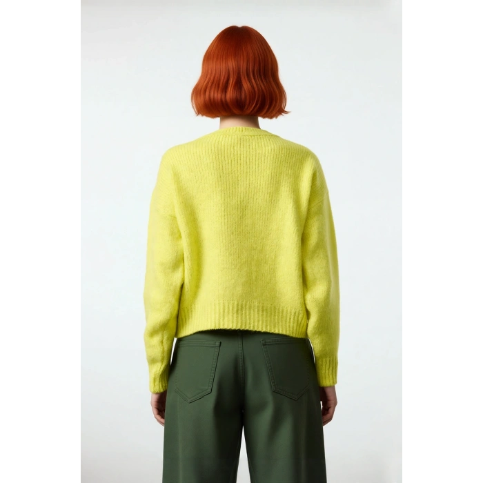 Kadın Kışlık Oversize Basic Triko Kazak Bisiklet Yaka Düşük Kollu Rahat ve Şık Günlük Stil