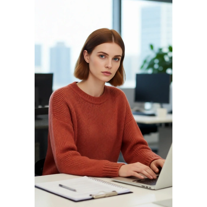 Kadın Kışlık Oversize Basic Triko Kazak Bisiklet Yaka Düşük Kollu Rahat ve Şık Günlük Stil