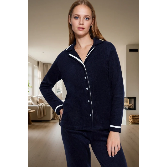 Kadın Kışlık Polar Örme Pijama Takımı Uyku Bantlı Fitted Kalıp Mükemmel Uyum Premium Kalite