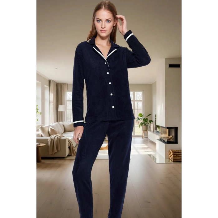 Kadın Kışlık Polar Örme Pijama Takımı Uyku Bantlı Fitted Kalıp Mükemmel Uyum Premium Kalite