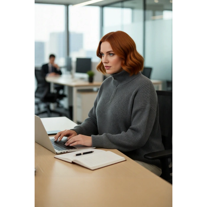 Kadın Kışlık Regular Kalıp Düz Desen Düşük Kol Fermuarlı Dik Yaka Akrilik Triko Kazak Kaliteli