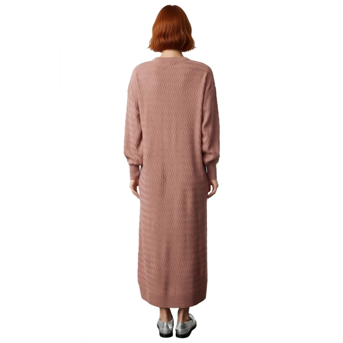 Kadın Kışlık Uzun Triko Elbise Rahat Shift Kalıbı ve Ajurlu Dokusuyla Şık Günlük Stiller Kaliteli