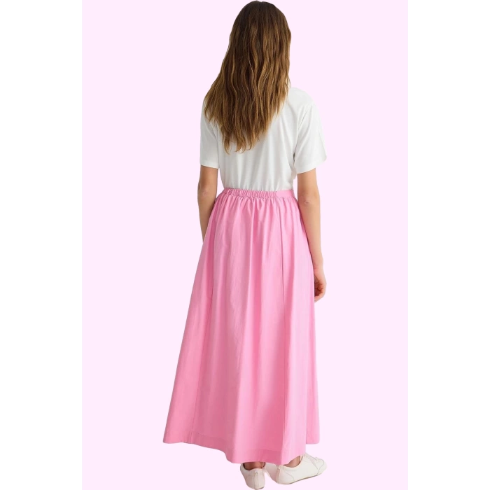 Kadın Kloş Maxi Etek Pamuklu Terrycotton Kumaş Günlük Stil Hafta Sonu Yaz Aylarının Vazgeçilmezi