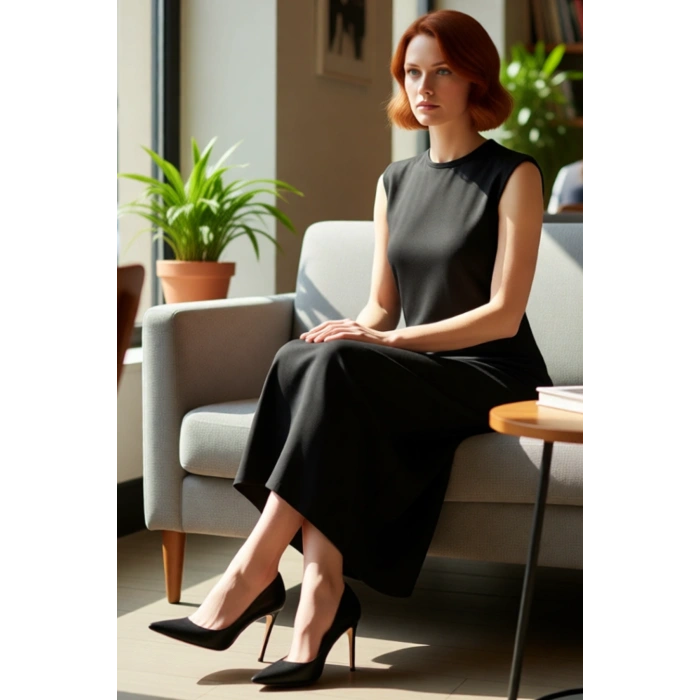 Kadın Kolsuz A Kesim Maxi Elbise Vatka Detaylı Yüzde Yüz Pamuk Örme Yazlık Günlük Şık Tasarım