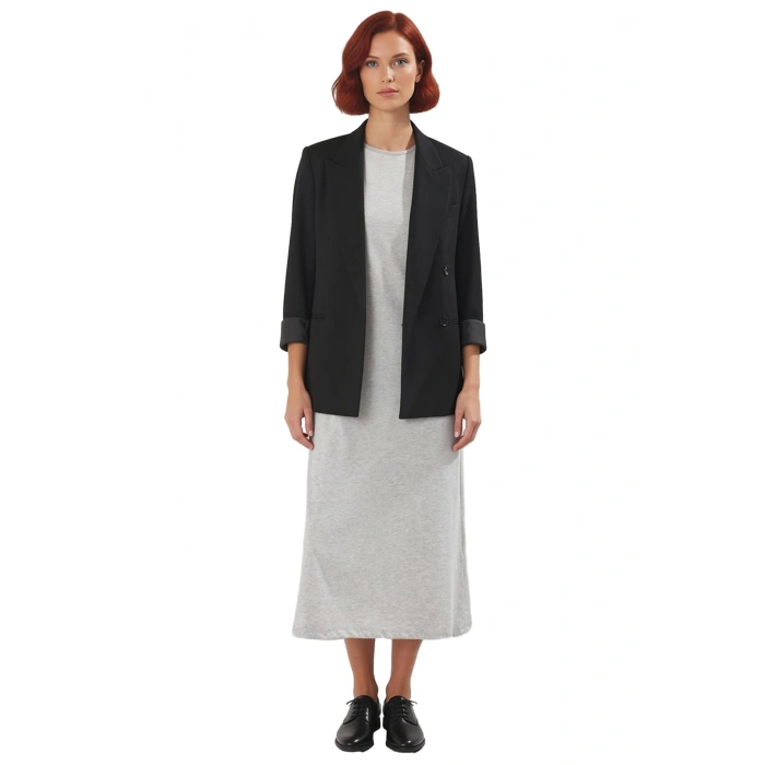 Kadın Kolsuz Bisiklet Yaka %100 Pamuk Maxi Boy Düz Elbise Konforlu ve Modern Şıklık Kaliteli