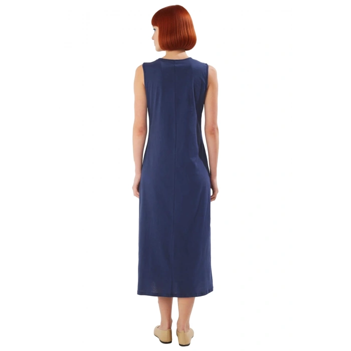 Kadın Kolsuz Bisiklet Yaka %100 Pamuk Maxi Boy Düz Elbise Konforlu ve Modern Şıklık Kaliteli