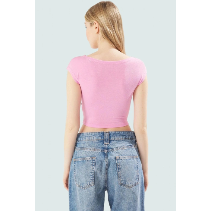 Kadın Kolsuz Örme Bluz Renk Basic Fitted Crop Bisiklet Yaka Konforlu Kesim Özel Tasarım
