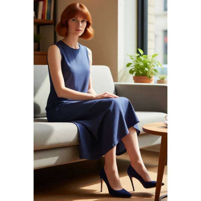 Kadın Kolsuz Shift Kalıp %100 Pamuk Maxi Boy Düz Elbise Günlük Rahat ve Şık Kombinler İçin