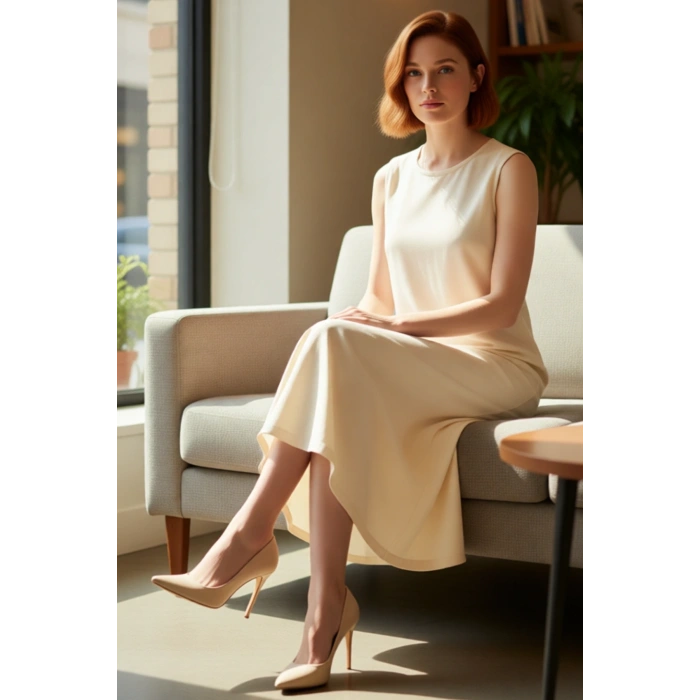 Kadın Kolsuz Shift Kalıp %100 Pamuk Maxi Boy Düz Elbise Günlük Rahat ve Şık Kombinler İçin