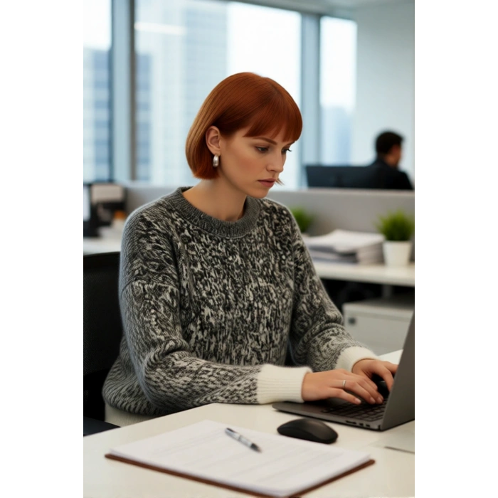 Kadın Konforlu Regular Kalıp Bisiklet Yaka Desenli Triko Kazak Soğuk Günler İçin Göz Alıcı Tasarım