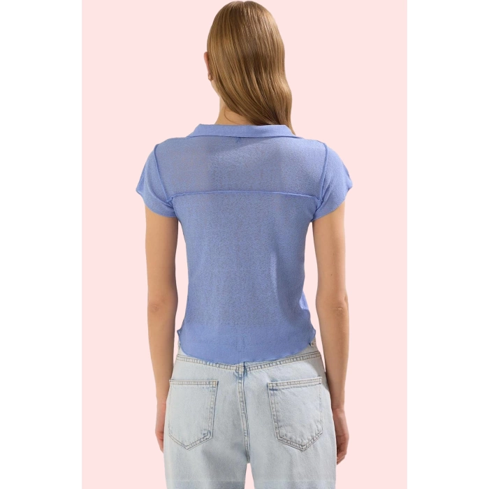 Kadın Köpük Kumaş Basic Fitted Gömlek Yaka Kısa Kollu Rahat Günlük Stil Yaz Aylarının Vazgeçilmezi
