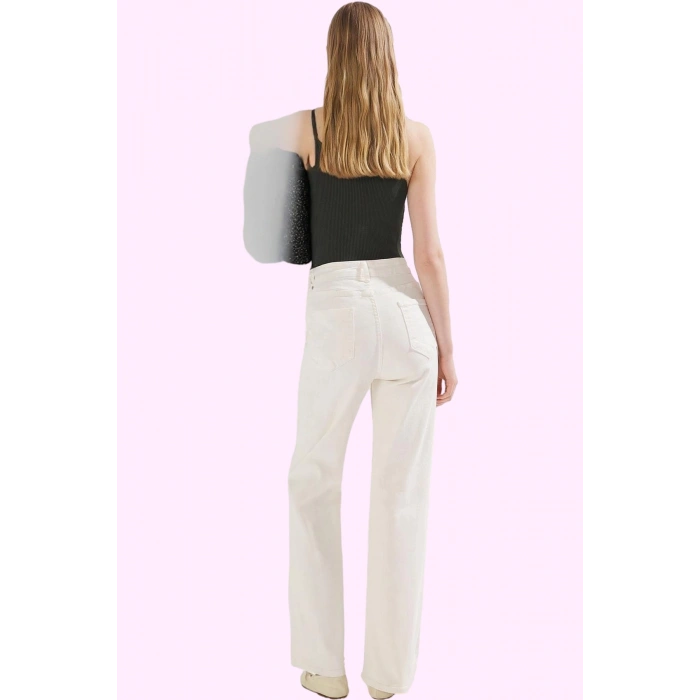 Kadın Leopar Desenli Denim Pantolon Yüksek Bel Wide Leg Rahat Günlük Kullanım Modern Tasarım