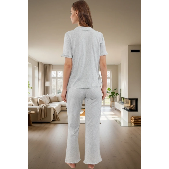 Kadın Leopar Desenli Pamuklu Pijama Takımı Regular Kalıp Rahat Ev Giyim Yüksek Kalite Ve Şık
