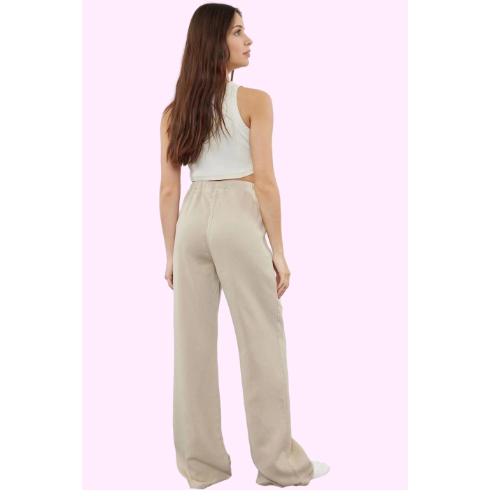 Kadın Liyosel Pantolon Regular Wide Leg Yüksek Bel Tasarım İlkbahar Sonbahar Günlük Kullanım