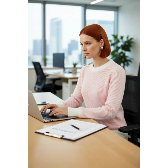 Kadın Mavi Beyaz Çizgili Selanik Dokulu Düğmeli Triko Kazak Kış Sonbahar İçin Basic Ve Konforlu