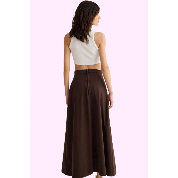 Kadın Maxi Denim Etek A line Kalıp Pamuk Günlük Şıklık Hafta Sonu Yaz Aylarının Vazgeçilmezi