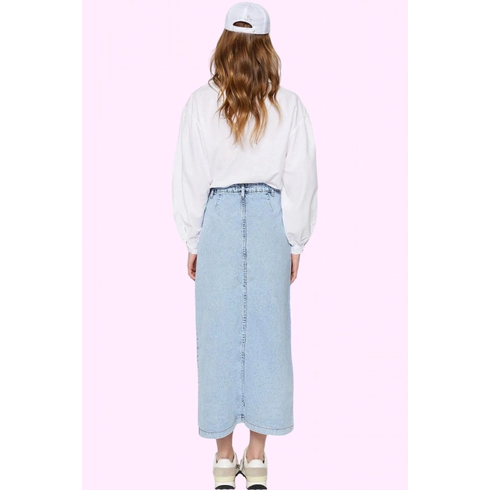 Kadın Maxi Denim Kot Etek Yüksek Bel Pamuklu Günlük Şıklık Hafta Sonu Yaz Aylarının Vazgeçilmezi