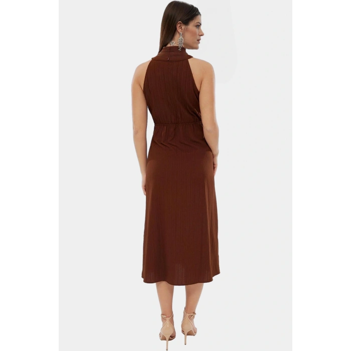 Kadın Maxi Elbise Dokuma Crinkle Kumaş Halter Yaka A Line Günlük Stil Kaliteli İşçilik Mükemmel Uyum