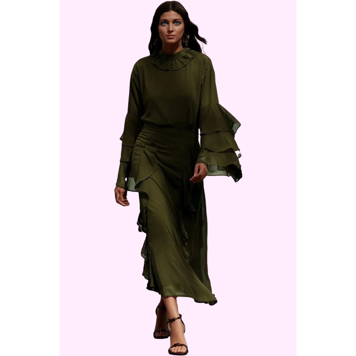 Kadın Maxi Etek Ramadan Koleksiyonu 100% Polyester Şifon Kumaş Günlük Kullanım Özel Günler