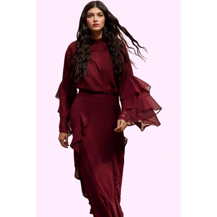 Kadın Maxi Etek Ramadan Koleksiyonu 100% Polyester Şifon Kumaş Günlük Kullanım Özel Günler