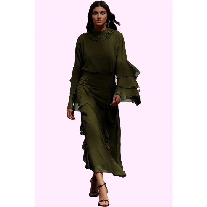 Kadın Maxi Etek Ramadan Koleksiyonu 100% Polyester Şifon Kumaş Günlük Kullanım Özel Günler
