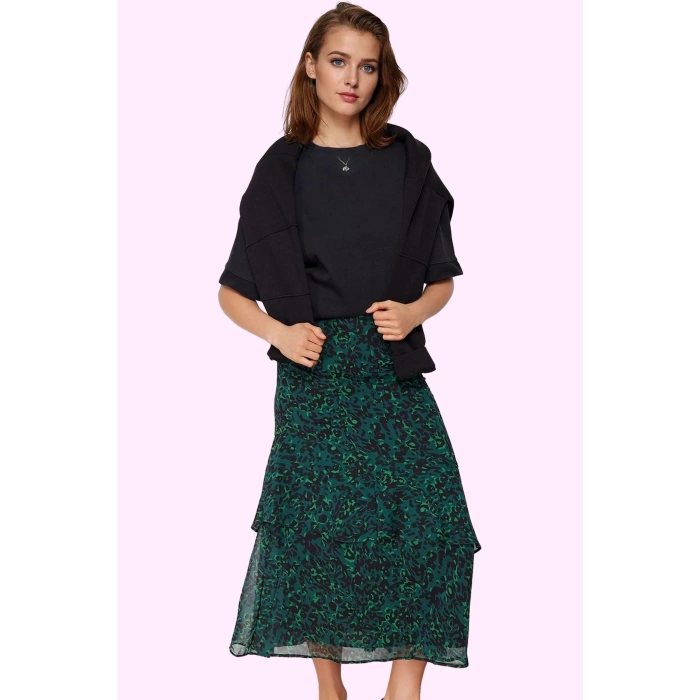Kadın Maxi Kloş Animal Desenli Etek Astarlı Polyester Günlük Stil Yaz Aylarının Vazgeçilmezi