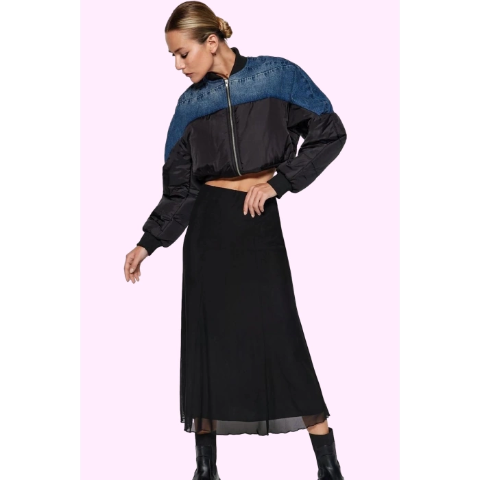 Kadın Maxi Örme Etek A line Kalıp Tül Dokuma Günlük Stil Hafta Sonu Yaz Aylarının Vazgeçilmezi