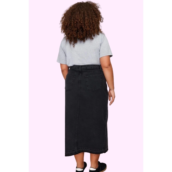 Kadın Midi Boy Denim Etek Yüksek Bel A line Kalıp Pamuklu Günlük Kullanım Kaliteli Malzeme