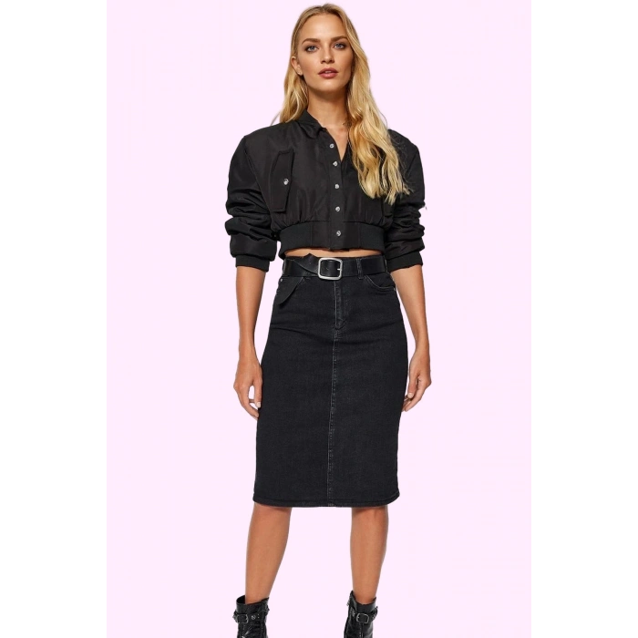 Kadın Midi Boy Denim Kalem Etek Yüksek Bel Pamuk Casual Günlük Kullanım Yaz Aylarının Vazgeçilmezi
