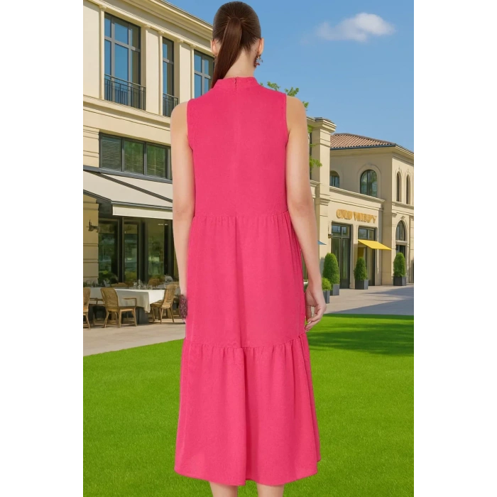 Kadın Midi Boy Shift Elbise Polyester Dokuma Kumaş Günlük Tarz Konforlu Kesim Mükemmel Uyum