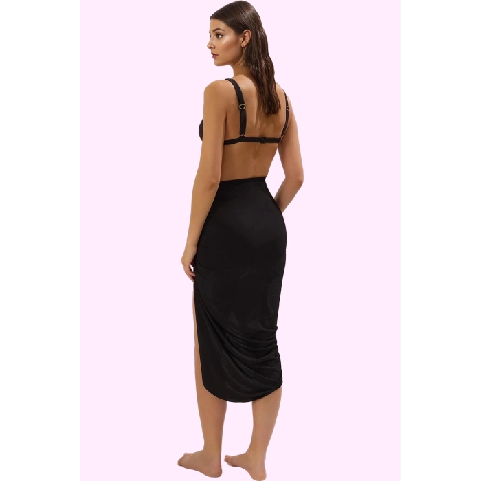Kadın Midi Örme Plaj Etek; Büzgü Detay; Bodycone Siluet; Şık Tasarım Yaz Aylarının Vazgeçilmezi