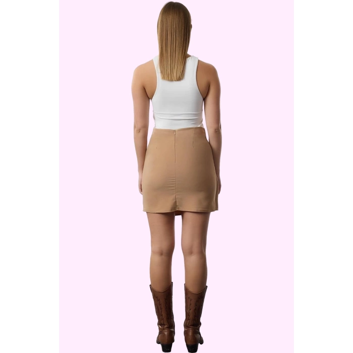 Kadın Mini Boy Dokuma Etek Kemerli Casual Günlük Stil Hafta Sonu Yaz Aylarının Vazgeçilmezi