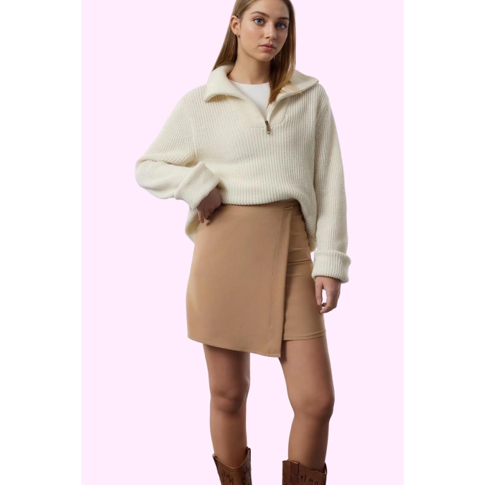 Kadın Mini Boy Dokuma Etek Kemerli Casual Günlük Stil Hafta Sonu Yaz Aylarının Vazgeçilmezi