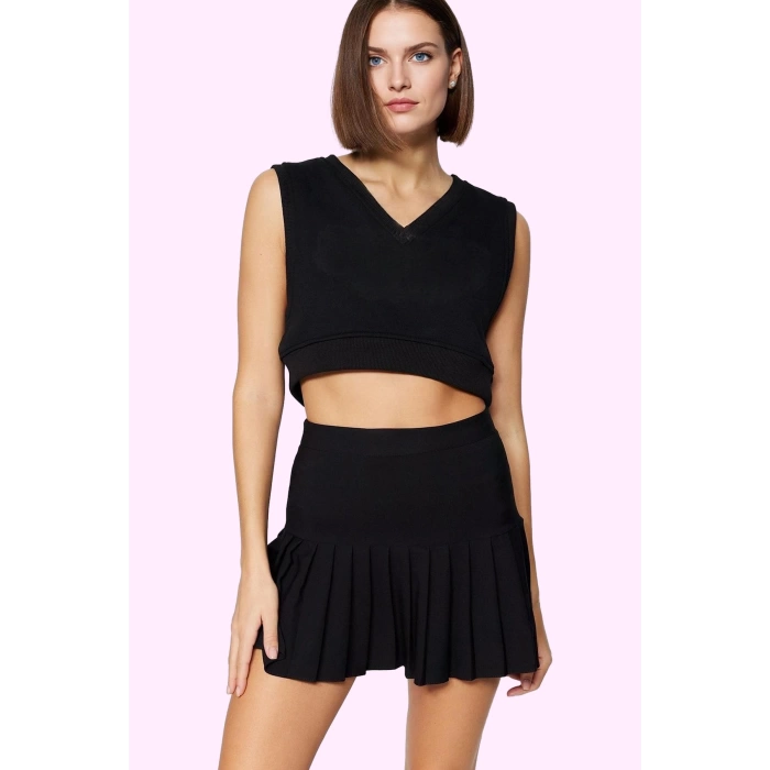 Kadın Mini Boy Pile Detaylı Etek Yüksek Bel Kloş Casual Günlük Kullanım Yaz Aylarının Vazgeçilmezi