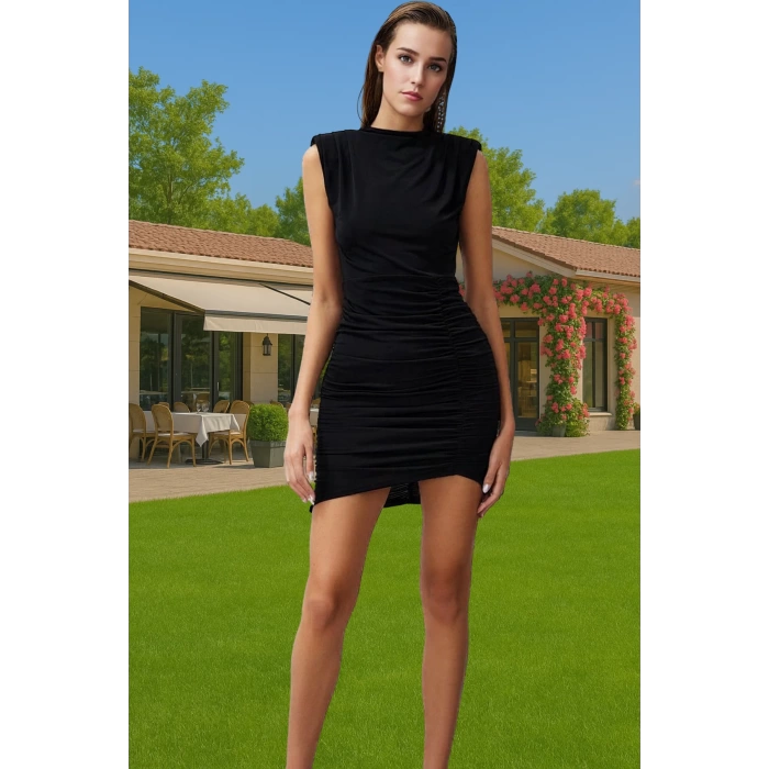 Kadın Mini Boy Vücuda Oturan Örme Elbise Polyester Karışımlı Yazlık Kaliteli İşçilik Özel Tasarım