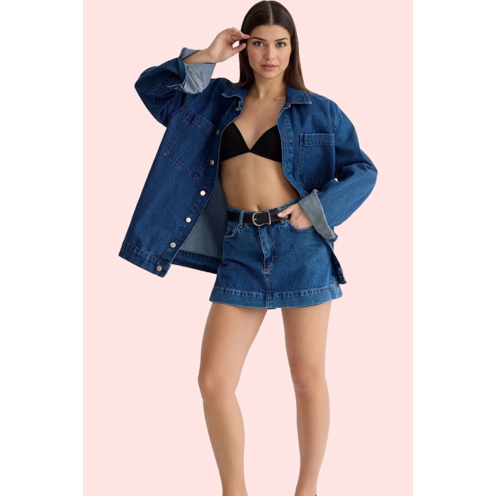 Kadın Mini Denim Şort Etek Pamuk Yüksek Bel Boru Paça Günlük Casual Yaz Aylarının Vazgeçilmezi