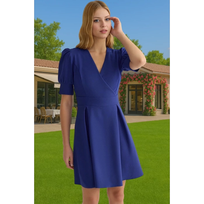 Kadın Mini Elbise Belden Açılan Pili Detaylı Polyester Yazlık Rahat Ve Şık Profesyonel Görünüm