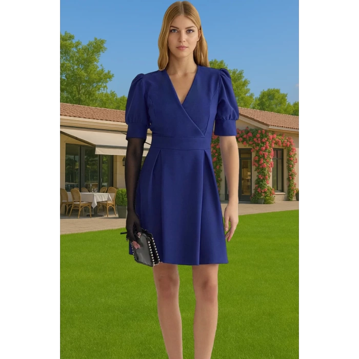 Kadın Mini Elbise Belden Açılan Pili Detaylı Polyester Yazlık Rahat Ve Şık Profesyonel Görünüm