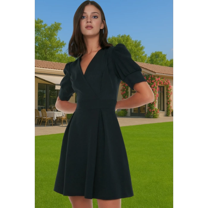 Kadın Mini Elbise Belden Açılan Pili Detaylı Polyester Yazlık Rahat Ve Şık Profesyonel Görünüm