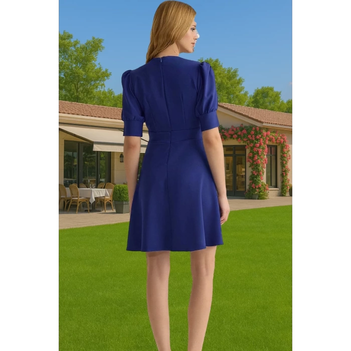 Kadın Mini Elbise Belden Açılan Pili Detaylı Polyester Yazlık Rahat Ve Şık Profesyonel Görünüm